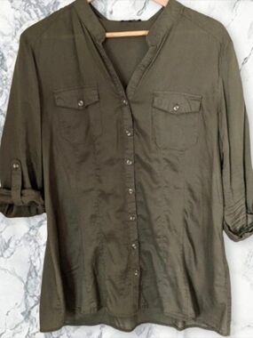 le chateau Olive Green Button-Down Shirt